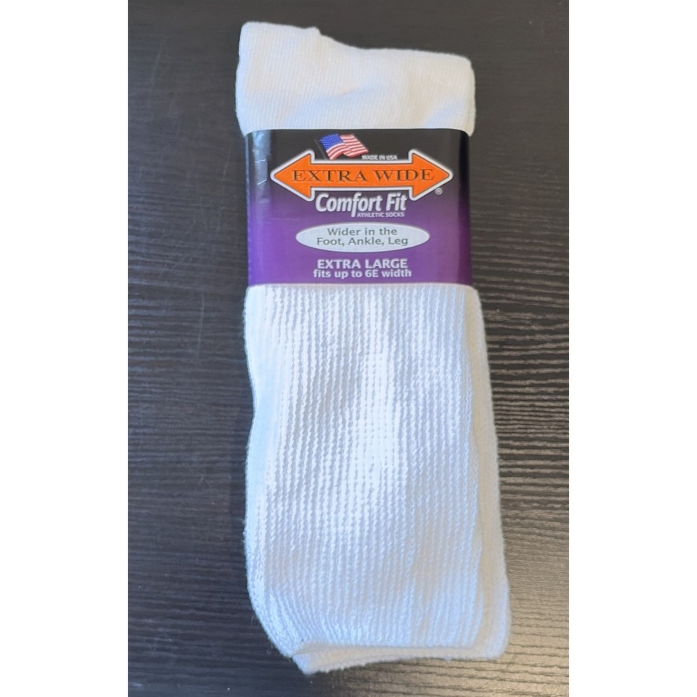 Extra Wide Comfort Fit Athletic Socks Size XLarge 6E Width Diabetic Made USA New